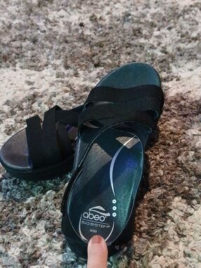 Abeo BIO System,Comfort FIT Black Leather Sandal. Jus Like New.SZ 9